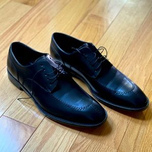 Allen Edmond Black Leather Dress Shoes 14 D Barnett Split Toe Derby